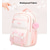 abordables Sacs à dos pour Enfants et Adolescents-Sac à dos d'école rouge et blanc pour filles – joli sac à dos de grande capacité avec patchs étoiles et breloque pompon pour ados