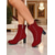 economico anni 1930-stivaletti da donna in velluto rosso con bottoni, stile vittoriano, anni &#039;90, design retrò smerlato e tacco a blocco spesso per uscite informali, feste ed eventi vintage