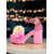 cheap Nightlife Party-Women&#039;s Pink Platform Chunky Heels - Colorful Faux Fur Sandals with Snake Print Straps for Nightlife, Raves and Festival Parties