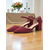 cheap Block Heel Pumps-Women's Pink Suede Ankle Strap Block Heels – Elegant Pointed Toe Dress Pumps with Charm Detail for Weddings, Parties, and Office Wear