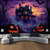 cheap Halloween Wall Tapestries-Halloween Blacklight Tapestry Haunted House UV Reactive Glow in the Dark Forest Trippy Mountain Misty Graveyard Ghost Hanging Tapestry Wall Art Mural for Living Room Bedroom