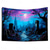 billige Veggtepper-Halloween Svartlysvev Gravplass UV Reaktiv Glød i Mørket Skog Trippy Fjell Tåkete Gravlund Spøkelse Hengende Tapestry Veggkunst Mural Stue Soverom
