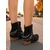 cheap Ankle Boots-Women's Brown Suede Ankle Boots with Chain and Belt Detail - Trendy Western Style Chunky Heeled Booties for Casual Wear and Fall Outings