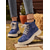 cheap Combat Boots-Women’s Tie-Dye Denim Combat Boots – Chunky Lace-Up Streetwear Ankle Boots for Fall Hiking, Farm Days &amp; Urban Outfits