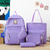 cheap Kids &amp; Teen Backpacks-Girls 5-in-1 Solid Color Backpack Set – Stylish Blue School Bag with Tote, Crossbody, Pencil Case and Clutch for Teen Students and Campus Use