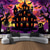 cheap Halloween Wall Tapestries-Halloween Blacklight Tapestry Haunted House UV Reactive Glow in the Dark Forest Trippy Mountain Misty Graveyard Ghost Hanging Tapestry Wall Art Mural for Living Room Bedroom