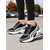 abordables Baskets femme-Baskets de course épaisses noires et grises pour femmes – Baskets à lacets en mesh respirant, chaussures de marche sportives décontractées pour la salle de sport, les voyages et le quotidien
