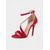 cheap Nightlife Party-Women&#039;s Red Suede Stiletto Sandals - Strappy Open-Toe High Heels with Ankle Strap for Nightlife Parties and Club Events