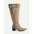 baratos Cowboy &amp; Western Boots-Botas de cowboy femininas de camurça desleixada - botas de cano médio com fivela estilo western e salto baixo, calçados casuais para atividades ao ar livre e festivais de música