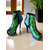 cheap Nightlife Party-Women&#039;s Green and Blue Sequin Peep-Toe Ankle Boots with Side Zipper - Sparkly High Heel Booties for Nightlife Parties and Club Events