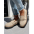 cheap Women's Slip-Ons &amp; Loafers-Women's Beige Suede Lug Sole Loafers – Casual Slip-On Platform Shoes with Gold Buckle for Work, Travel, and Weekend Outfits
