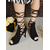 cheap Nightlife Party-Women&#039;s Black Peep Toe High Heel Booties - Lace-Up Ankle Short Boots for Nightlife and Party Outfits