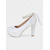 abordables Estilo Disco y Hippie de los años 70-Tacones de plataforma rosas estilo años 70 para mujer: zapatos de piel sintética con tira de perla en el tobillo y lazo para bodas, bailes de graduación y fiestas de té vintage.