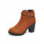 abordables Botines-Botines de ante sintético burdeos para mujer: botines de moda con tacón grueso y tira con tachuelas para looks de otoño, fiestas y compras.