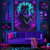 preiswerte Halloween-Wandteppiche-Schwarzlicht Wandteppich Skelett Tarotkarte Leuchtend im Dunkeln Glow Party UV reaktiv Trippy Nebelig hängender Wandteppich Wandkunst Wandmalerei für Wohnzimmer Schlafzimmer