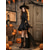 ieftine Pentru femei-Cizme gotice cu șireturi brodate pentru femei, de Halloween - costum de vrăjitoare neagră, în stil vintage din anii 1900, cu tocuri până la jumătatea gambei, pentru cosplay, petreceri și evenimente