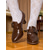 billige Victoriansk og Edwardiansk-Retro brune damesko med imitert skinn – pumps inspirert av 1930-tallet for elegant kontorantrekk og antrekk i vintagestil
