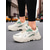 cheap Women&#039;s Sneakers-Women&#039;s Chunky White and Green Sneakers – Breathable Mesh Lace-Up Platform Trainers, Casual Sport Running Shoes for Walking, Travel and Streetwear