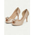 economico Décolleté Peep Toe-Scarpe con tacco a spillo in raso color champagne da donna con fiocco e strass - eleganti décolleté con tacco medio per cocktail party ed eventi formali