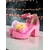cheap Nightlife Party-Women&#039;s Pink Platform Chunky Heels - Colorful Faux Fur Sandals with Snake Print Straps for Nightlife, Raves and Festival Parties