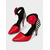 abordables Rétro des années 1950-Escarpins à talons aiguilles rayés inspirés des années 1950 pour femmes avec bride cheville à motif rose rouge – escarpins rétro à bout pointu pour fêtes, spectacles et soirées en amoureux