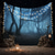 billige Veggtepper-Halloween skogscene veggteppe bakgrunn – skumle mørke skoger med jack-o'-lanterns creepy natt atmosfære spøkelseshus dekorasjon Halloween 2025 soverom og stue