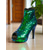 cheap Nightlife Party-Women&#039;s Green and Blue Sequin Peep-Toe Ankle Boots with Side Zipper - Sparkly High Heel Booties for Nightlife Parties and Club Events