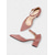 cheap Block Heel Pumps-Women's Pink Suede Ankle Strap Block Heels – Elegant Pointed Toe Dress Pumps with Charm Detail for Weddings, Parties, and Office Wear