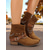 cheap Ankle Boots-Women's Brown Suede Ankle Boots with Chain and Belt Detail - Trendy Western Style Chunky Heeled Booties for Casual Wear and Fall Outings