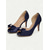 economico Décolleté Peep Toe-Scarpe con tacco a spillo in raso color champagne da donna con fiocco e strass - eleganti décolleté con tacco medio per cocktail party ed eventi formali