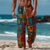 cheap Men&#039;s Printed Casual Pants-Men&#039;s Geometric Color Block Ethnic Trousers Baggy Pants Casual Pants Mid Waist Bohemian Vintage Retro Outdoor Vacation Elastic Drawstring Waist Linen-Like Pants with Pockets Summer Spring Fall 3D