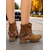 cheap Ankle Boots-Women's Brown Suede Ankle Boots with Chain and Belt Detail - Trendy Western Style Chunky Heeled Booties for Casual Wear and Fall Outings