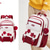 abordables Sacs à dos pour Enfants et Adolescents-Sac à dos d'école rouge et blanc pour filles – joli sac à dos de grande capacité avec patchs étoiles et breloque pompon pour ados