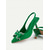billige Slingback-pumper-Grønne slingback kitten heels til dame med strass-sløyfe – elegante pumps med spiss tå for daglige sammenkomster, fester og formelle anledninger