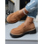 cheap Women's Slip-Ons &amp; Loafers-Women's Beige Suede Lug Sole Loafers – Casual Slip-On Platform Shoes with Gold Buckle for Work, Travel, and Weekend Outfits