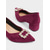 abordables Zapatos de salón de tacón ancho-Zapatos de tacón de bloque de ante burdeos para mujer con hebilla de diamantes de imitación: elegantes zapatos de vestir de estilo retro para mujer, ideales para la oficina, bodas y fiestas.