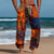 cheap Men&#039;s Printed Casual Pants-Men&#039;s Geometric Color Block Ethnic Trousers Baggy Pants Casual Pants Mid Waist Bohemian Vintage Retro Outdoor Vacation Elastic Drawstring Waist Linen-Like Pants with Pockets Summer Spring Fall 3D
