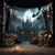 cheap Halloween Wall Tapestries-Halloween Hanging Tapestry Horror Castle Photograph Backdrop Jack O Lantern Wall Art Large Tapestry Mural Decor Blanket Curtain Home Bedroom Living Room Decoration Death Selfie