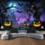 billige Veggtepper-Halloween Sortlys Veggteppe – UV Reaktiv Spøkelsessti Neonfarger Skummel Skog Scene Glød i Mørket Gotisk Bakgrunn 2025 Halloween Fest Dekorasjon