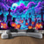 preiswerte Wandteppiche-Halloween Schwarzlicht Wandteppich Schwarze Katze UV reaktiv Leuchtet im Dunkeln Wald Trippy Bergnebel Friedhof Geist Hängender Wandteppich Wandkunst Wandmalerei für Wohnzimmer Schlafzimmer