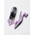 cheap Block Heels-Women&#039;s Lavender Slingback Heels with Pearl Bow - Satin Textured 1950s Vintage Style Low Block Pumps for Weddings, Garden Parties, and Spring Outfits