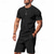 abordables Ensembles de t-shirts basiques pour hommes-Homme Chemise gaufrée Ensembles T-shirt Tenues 2 pièces Ensemble Short Manche Courte Col ras du cou Été Printemps Uni Mode Occasionnel 2 pièces Vacances Tenue quotidienne Sortir Noir Blanche Bleu Roi