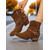 cheap Ankle Boots-Women's Brown Suede Ankle Boots with Chain and Belt Detail - Trendy Western Style Chunky Heeled Booties for Casual Wear and Fall Outings