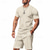 abordables Ensembles de t-shirts basiques pour hommes-Homme Chemise gaufrée Ensembles T-shirt Tenues 2 pièces Ensemble Short Manche Courte Col ras du cou Été Printemps Uni Mode Occasionnel 2 pièces Vacances Tenue quotidienne Sortir Noir Blanche Bleu Roi