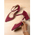 cheap Block Heel Pumps-Women's Pink Suede Ankle Strap Block Heels – Elegant Pointed Toe Dress Pumps with Charm Detail for Weddings, Parties, and Office Wear