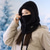 cheap Hats-1pc Women&#039;s Winter Plush Mask Hat - Elastic Face Cover with Drawstring Closure, Lightweight Warm Face Protection for Cycling Skiing Outdoor Sports, Soft Polyester Solid Color Hand Wash Only