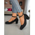tanie Mary Jane szpilki-Damskie czerwone czółenka typu Mary Jane na klockowym obcasie - eleganckie buty z imitacji zamszu z okrągłym noskiem i paskiem przy kostce, w stylu vintage do biura, na imprezy i na co dzień