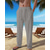abordables Día festivo-Hombre Pantalones de lino Pantalones Pantalones de verano Pantalones de playa Correa Bolsillo Cintura elástica Plano Comodidad Transpirable Diario Playa Vacaciones Hawaiano Boho Dunkelkaki Negro