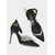 voordelige Klassieke Pumps-Zwarte satijnen stilettohakken voor dames met puntige neus, kristallen versieringen en enkelbandje - elegante feestschoenen voor cocktails en avondevenementen