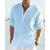 cheap Vacation-Men's Shirt Linen Shirt Popover Shirt Casual Shirt Cotton Shirt Cross Streetwear Vacation White Yellow Pink Army Green Long Sleeve Band Collar Spring Fall Clothing Apparel Print